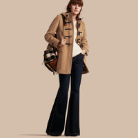 NEW CAMEL Duffle-coat en laine avec doublure à motif check et à cœurs