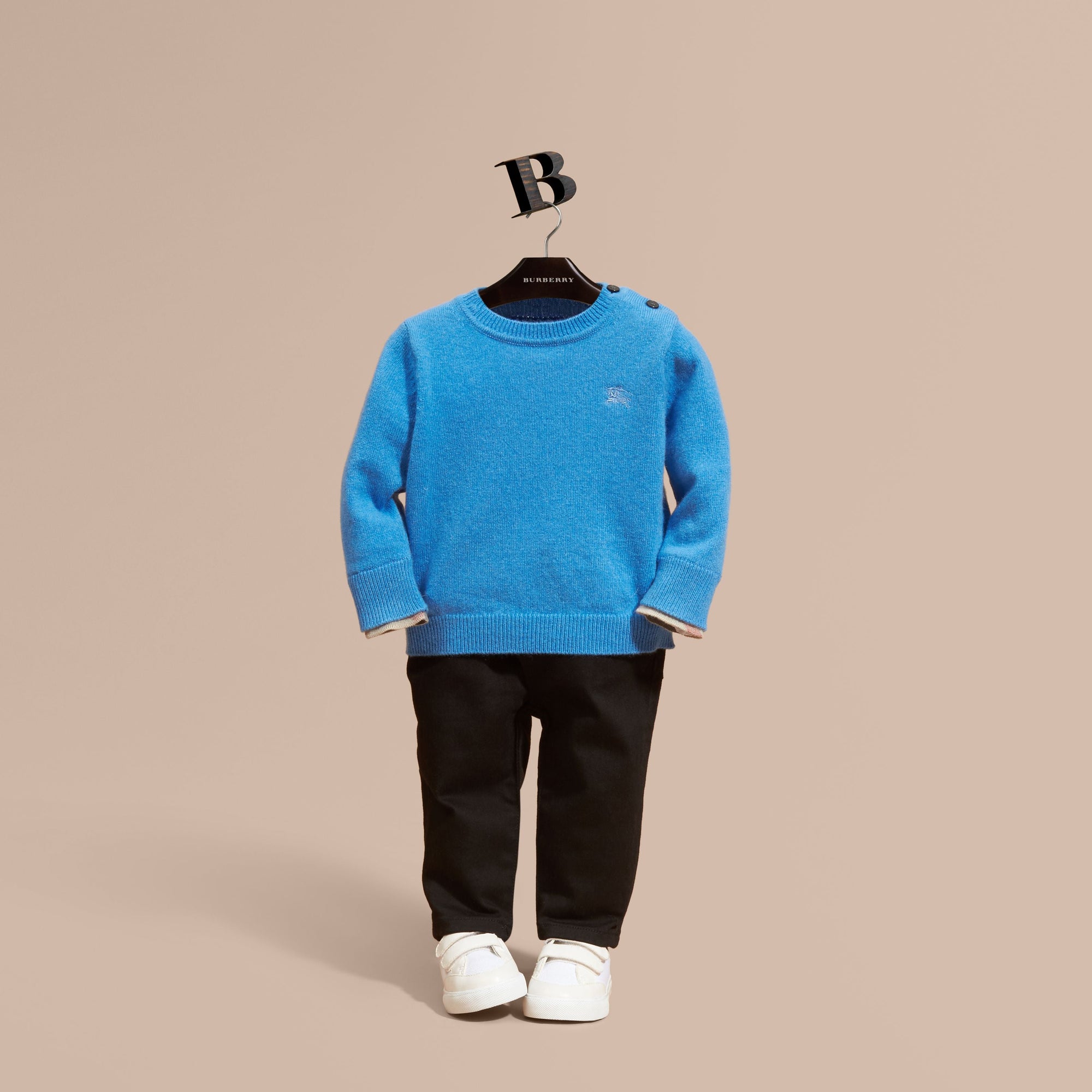 PALE BLUE Pull en cachemire avec éléments check