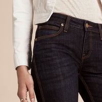 MID INDIGO Jean évasé en denim extensible