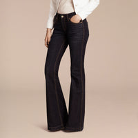 MID INDIGO Jean évasé en denim extensible
