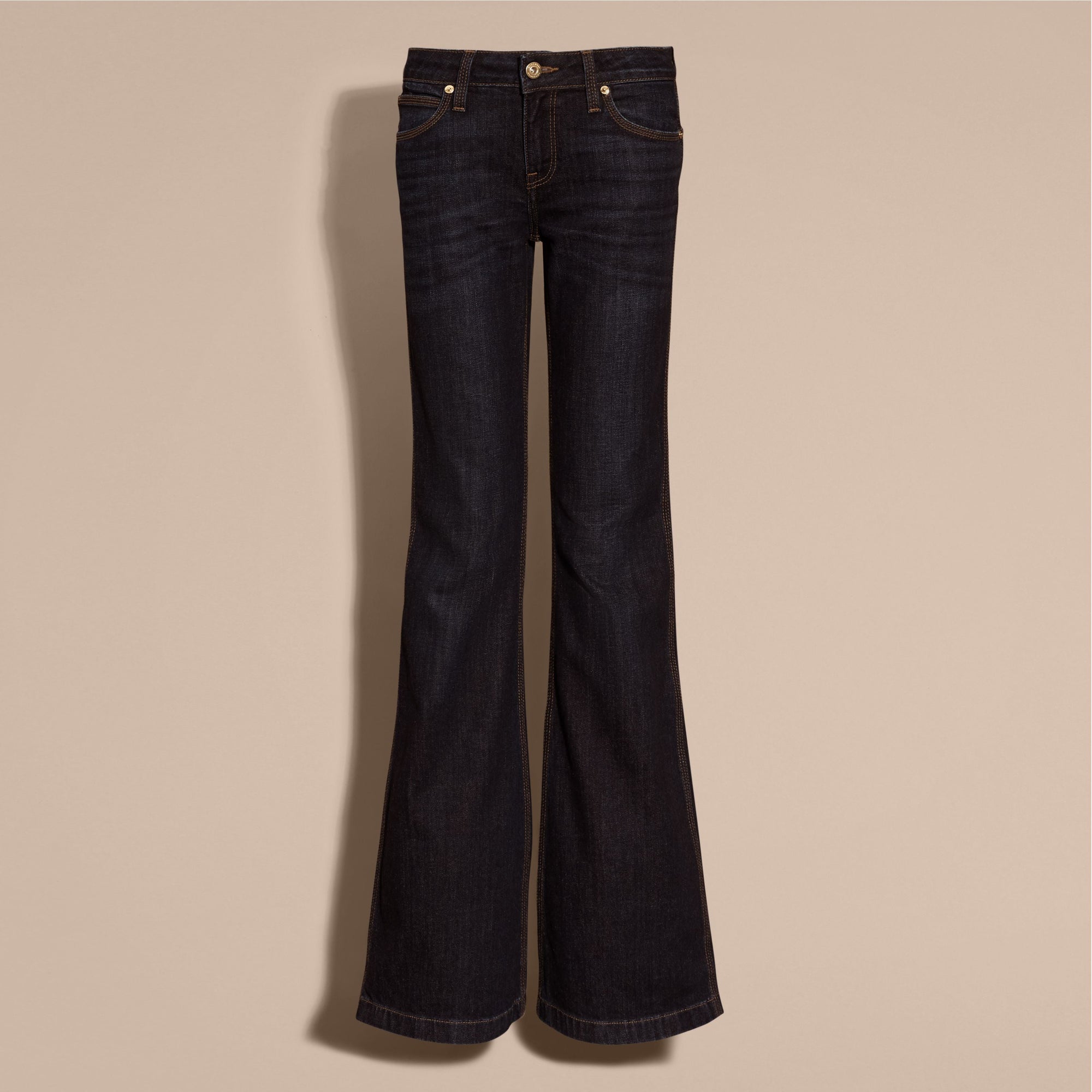 MID INDIGO Jean évasé en denim extensible
