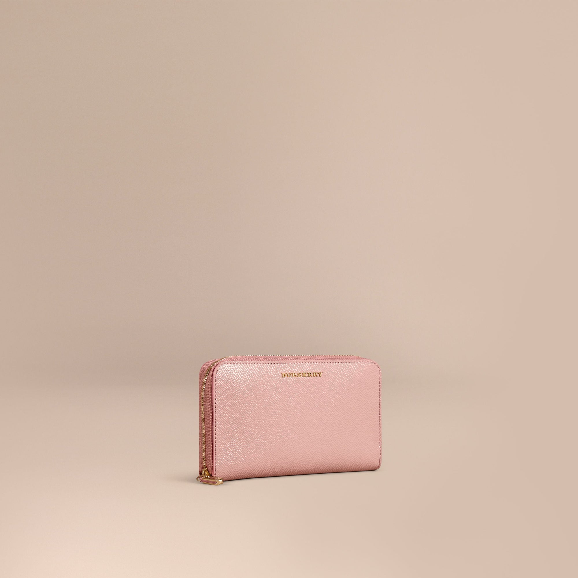 ASH ROSE Portefeuille zippé en cuir London verni