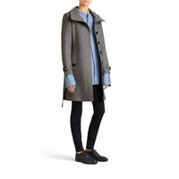 STEEL GREY MELANGE Manteau en laine technique et cachemire avec col entonnoir