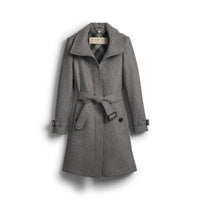 STEEL GREY MELANGE Manteau en laine technique et cachemire avec col entonnoir