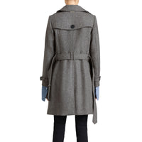 STEEL GREY MELANGE Manteau en laine technique et cachemire avec col entonnoir