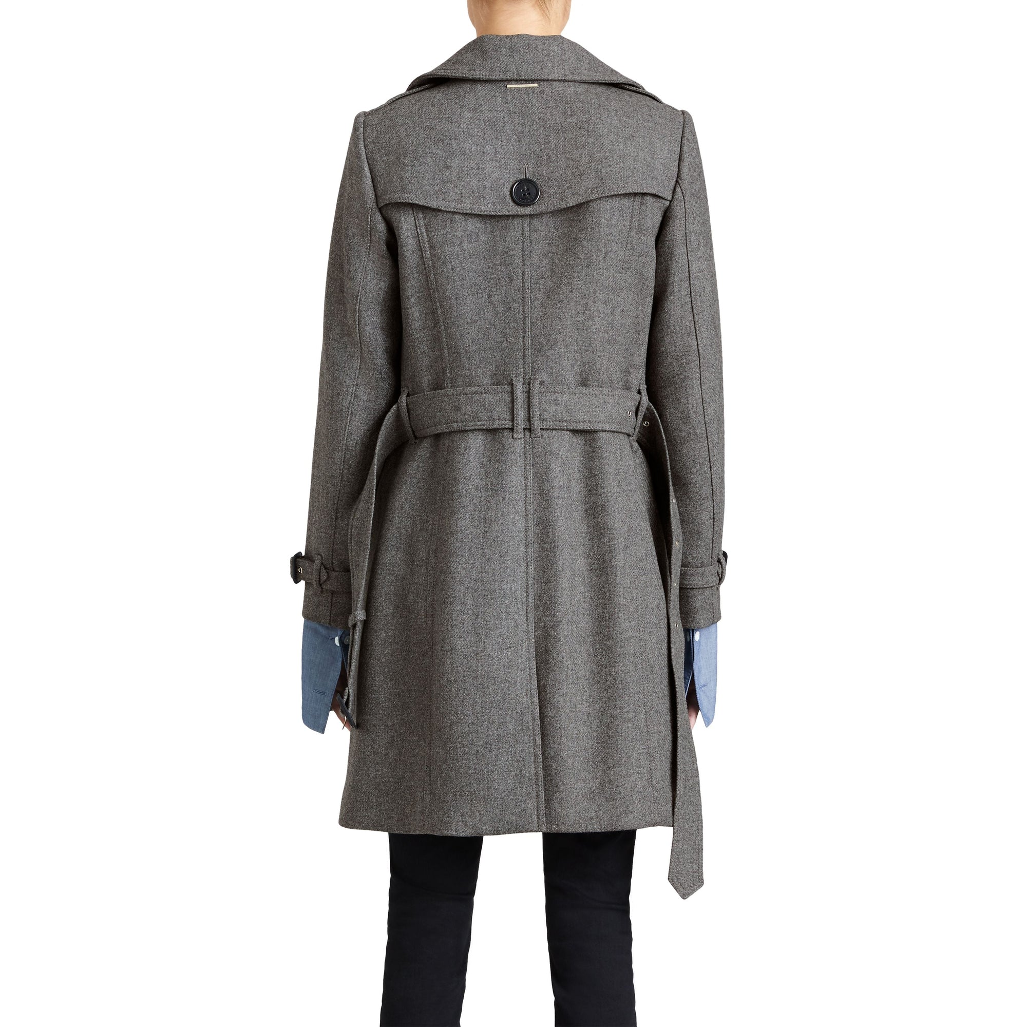 STEEL GREY MELANGE Manteau en laine technique et cachemire avec col entonnoir