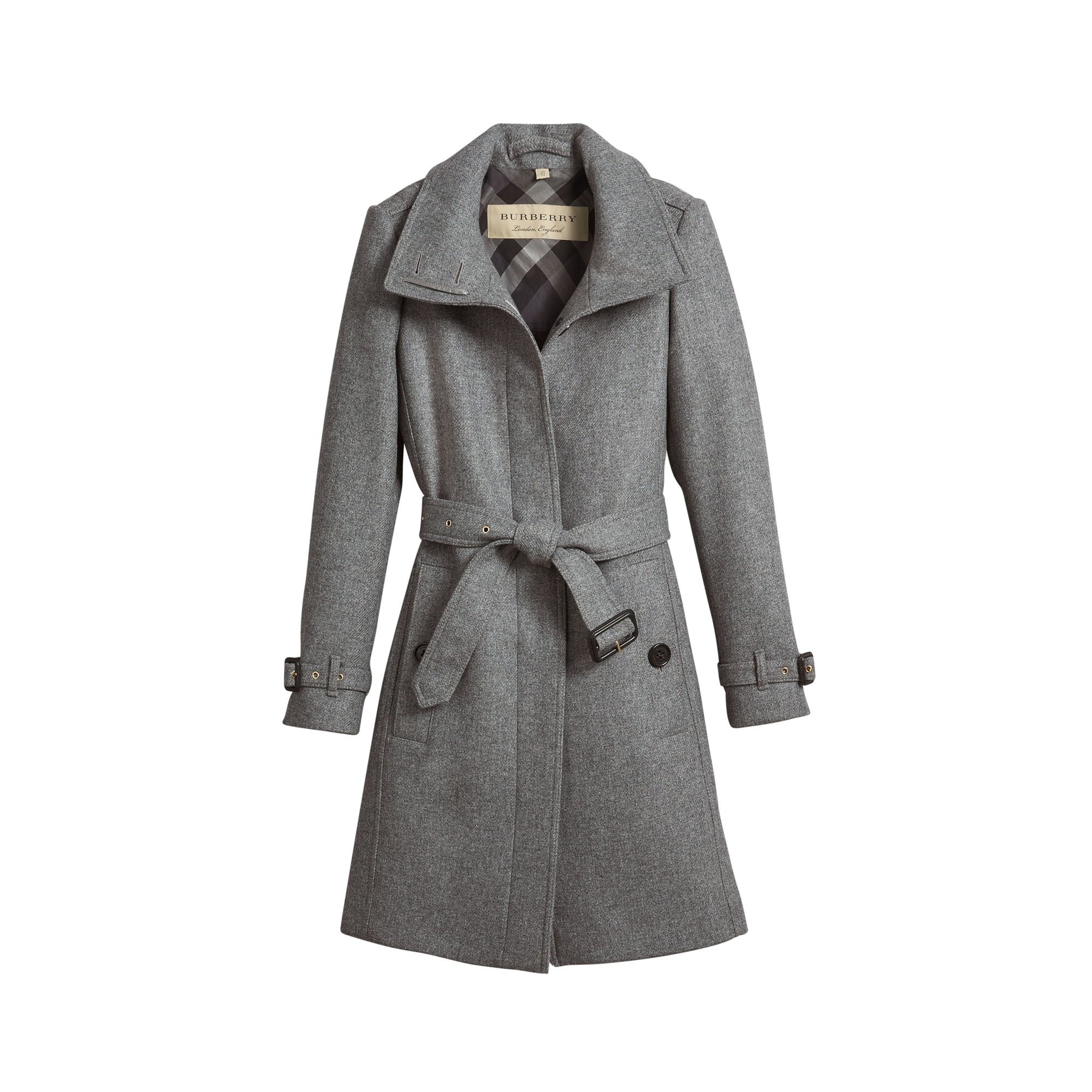 STEEL GREY MELANGE Manteau en laine technique et cachemire avec col entonnoir