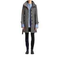 STEEL GREY MELANGE Manteau en laine technique et cachemire avec col entonnoir