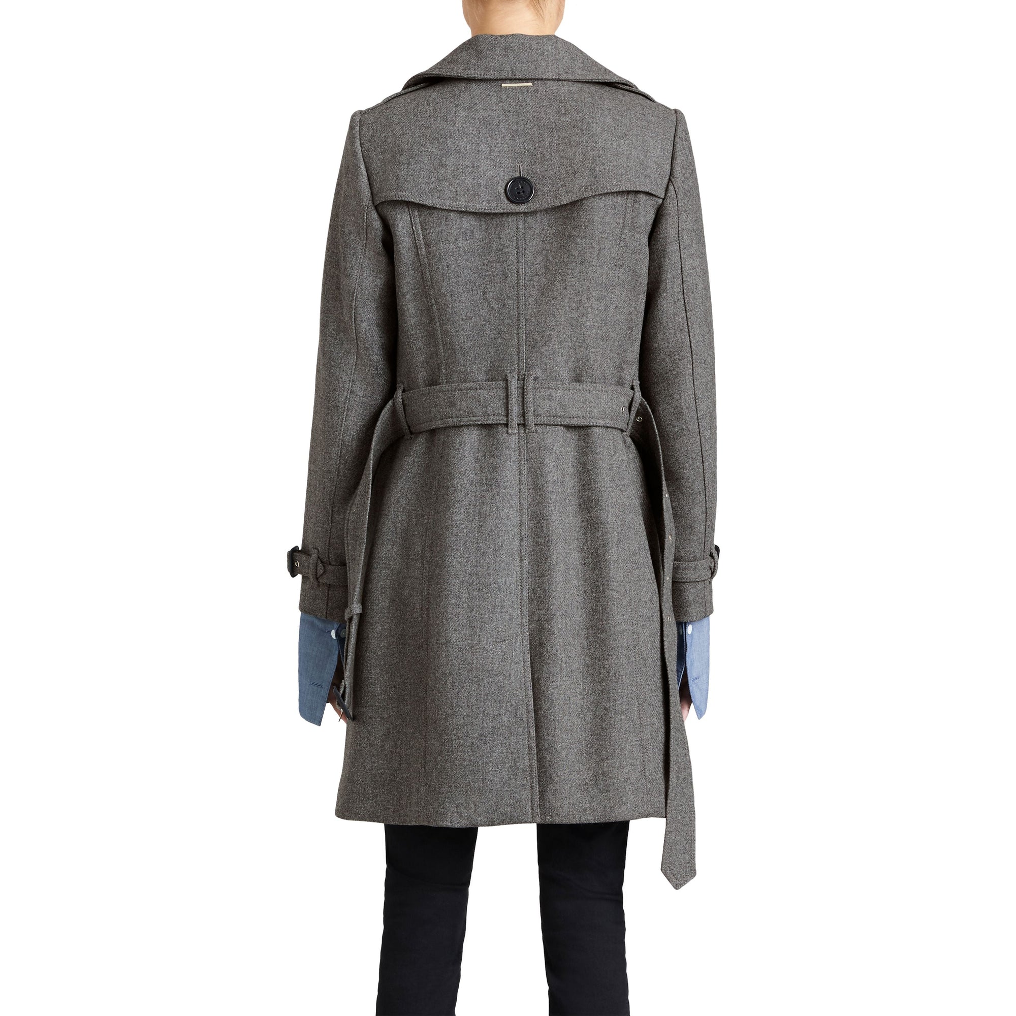 STEEL GREY MELANGE Manteau en laine technique et cachemire avec col entonnoir