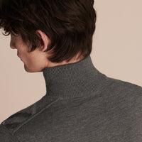 MID GREY MEL Pull en laine mérinos à col zippé