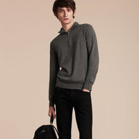 MID GREY MEL Pull en laine mérinos à col zippé