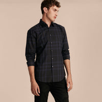 BRIGHT NAVY Chemise en coton à motif check