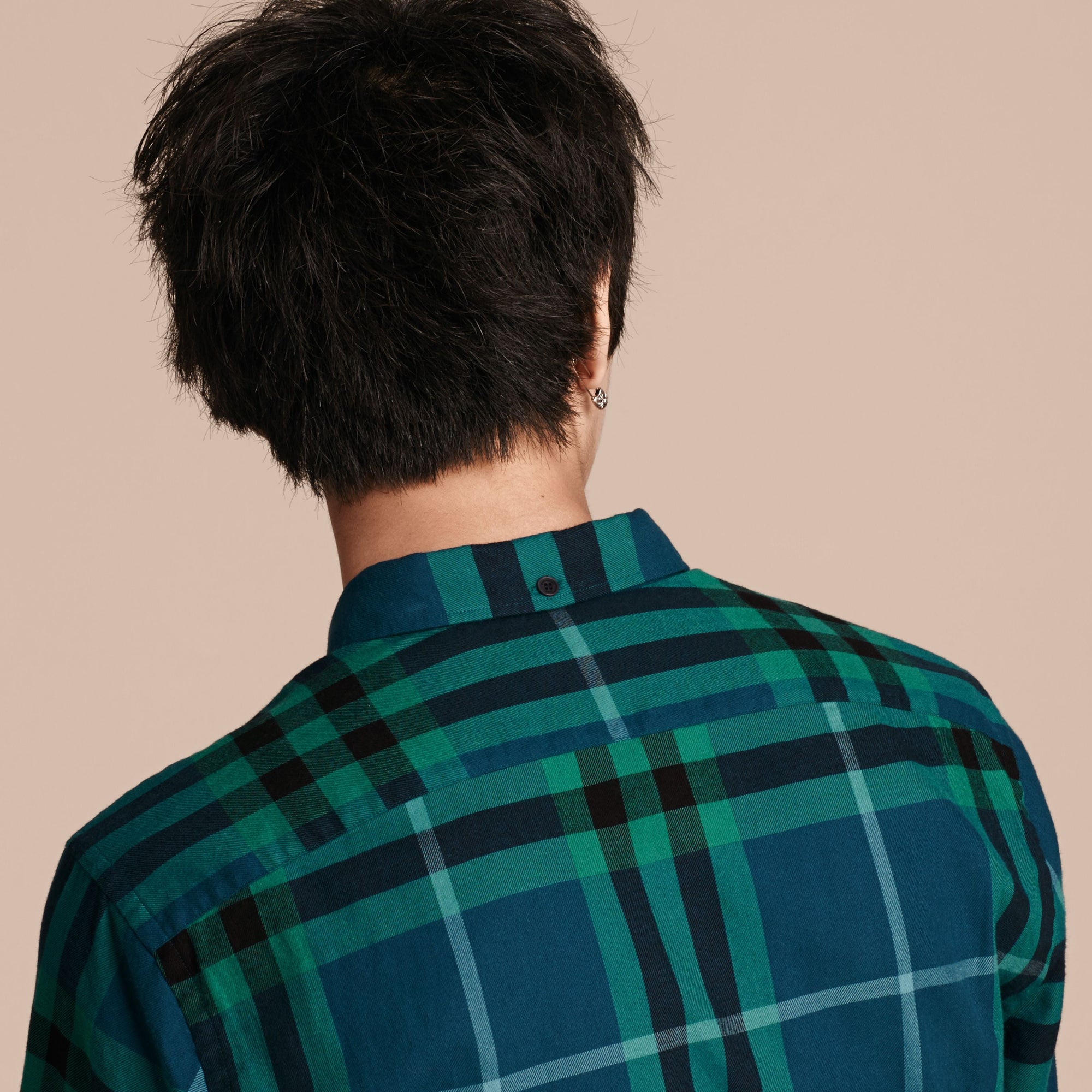 MINERAL BLUE Chemise en flanelle de coton à motif check