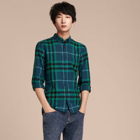 MINERAL BLUE Chemise en flanelle de coton à motif check