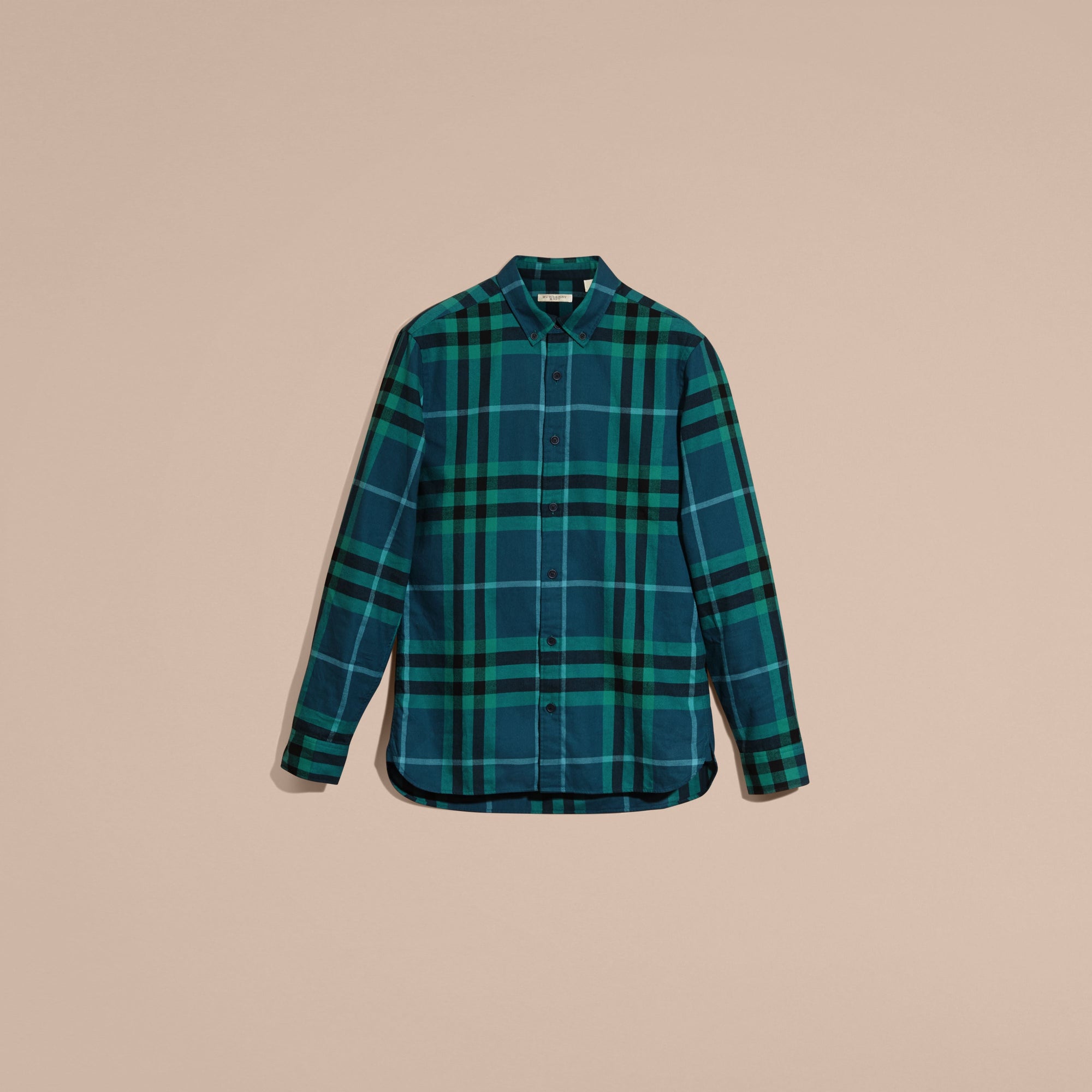 MINERAL BLUE Chemise en flanelle de coton à motif check