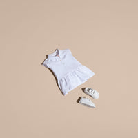 WHITE Robe en piqué de coton extensible