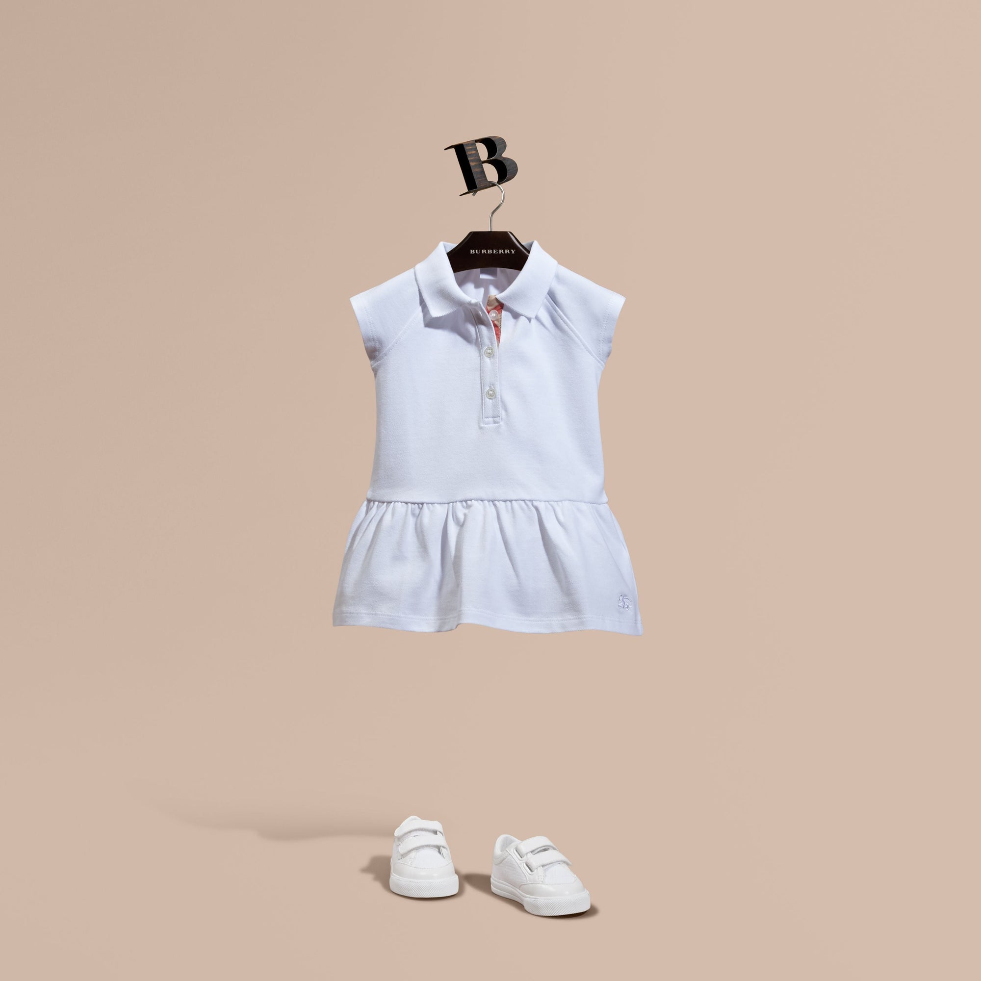 WHITE Robe en piqué de coton extensible