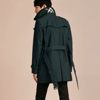 RACING GREEN Trench-coat en gabardine de coton avec surcol en shearling et gilet intérieur