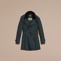 RACING GREEN Trench-coat en gabardine de coton avec surcol en shearling et gilet intérieur
