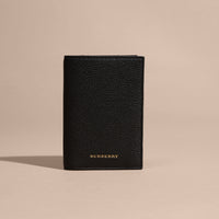 BLACK Étui pour passeport en cuir grené avec porte-cartes