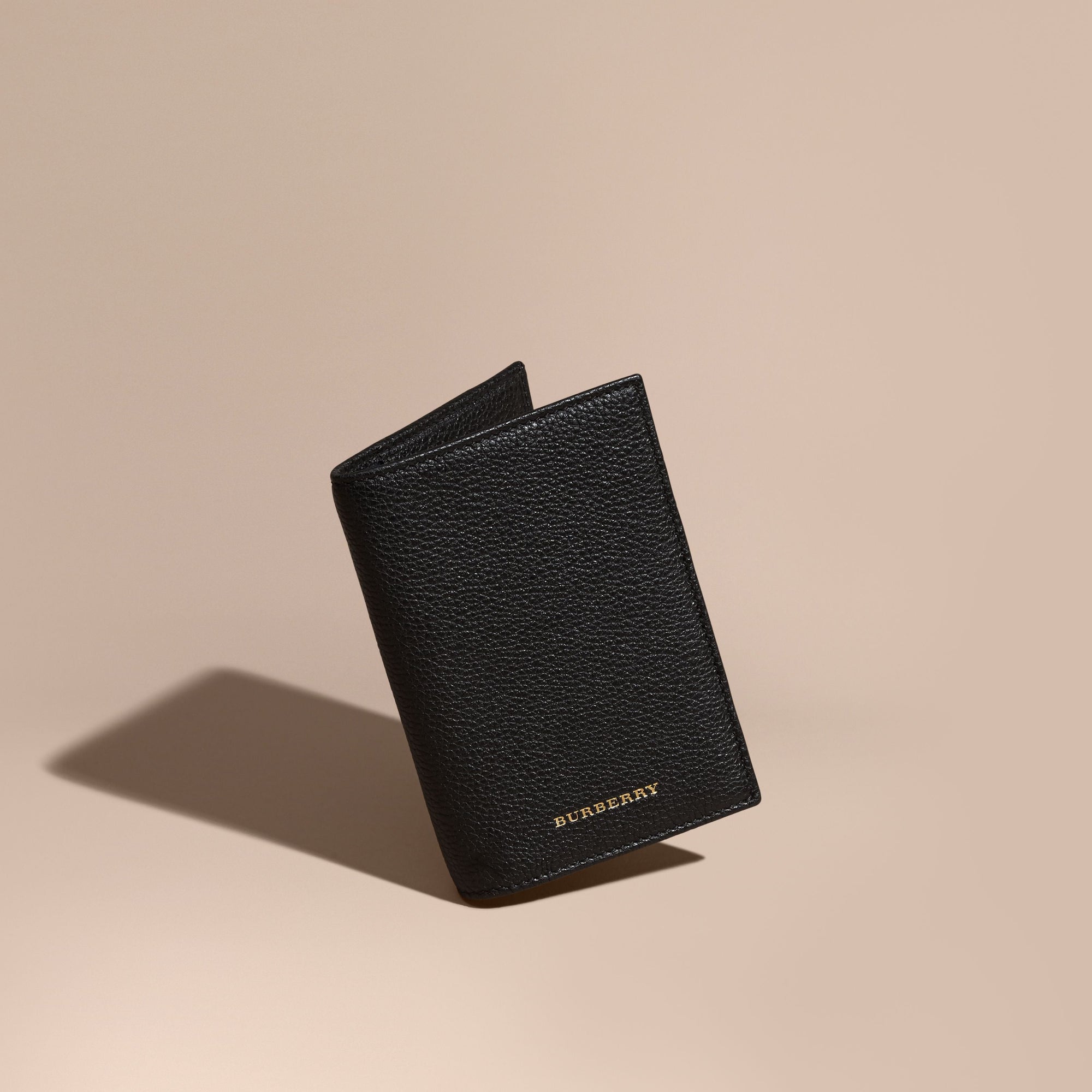 BLACK Étui pour passeport en cuir grené avec porte-cartes