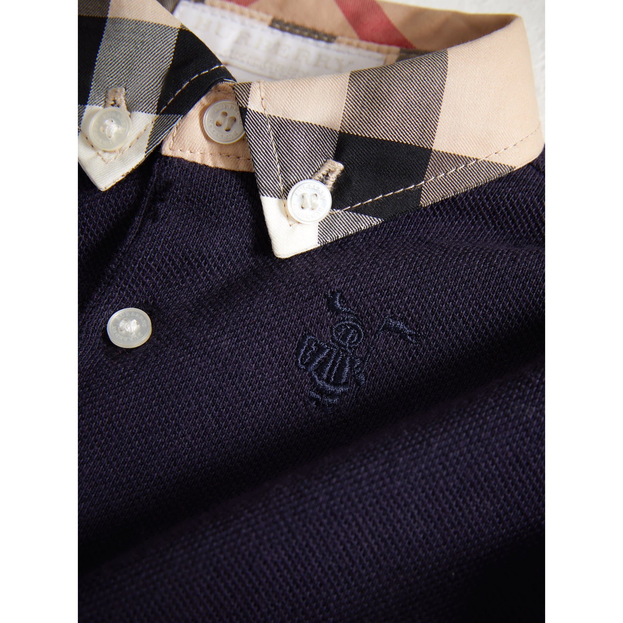 TRUE NAVY Polo en coton avec col à motif check