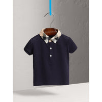 TRUE NAVY Polo en coton avec col à motif check
