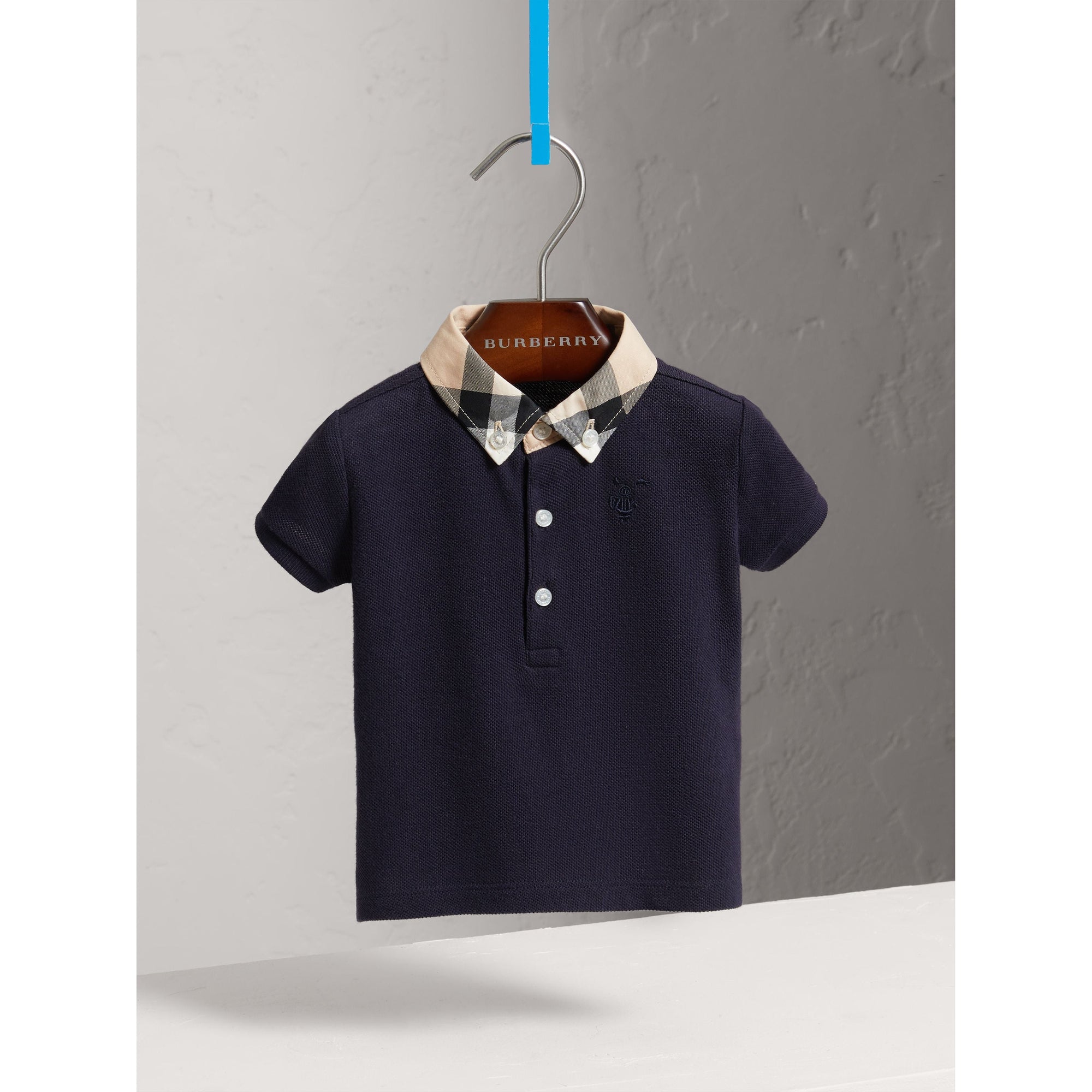 TRUE NAVY Polo en coton avec col à motif check