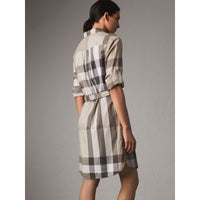 PALE STONE Robe chemise en coton à motif check