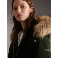 DARK CEDAR GREEN Parka rembourrée avec bordure en fourrure amovible