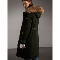 DARK CEDAR GREEN Parka rembourrée avec bordure en fourrure amovible