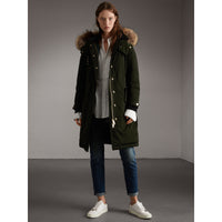 DARK CEDAR GREEN Parka rembourrée avec bordure en fourrure amovible