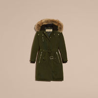 DARK CEDAR GREEN Parka rembourrée avec bordure en fourrure amovible
