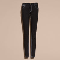 BLACK Jean skinny stretch avec surpiqûres contrastantes