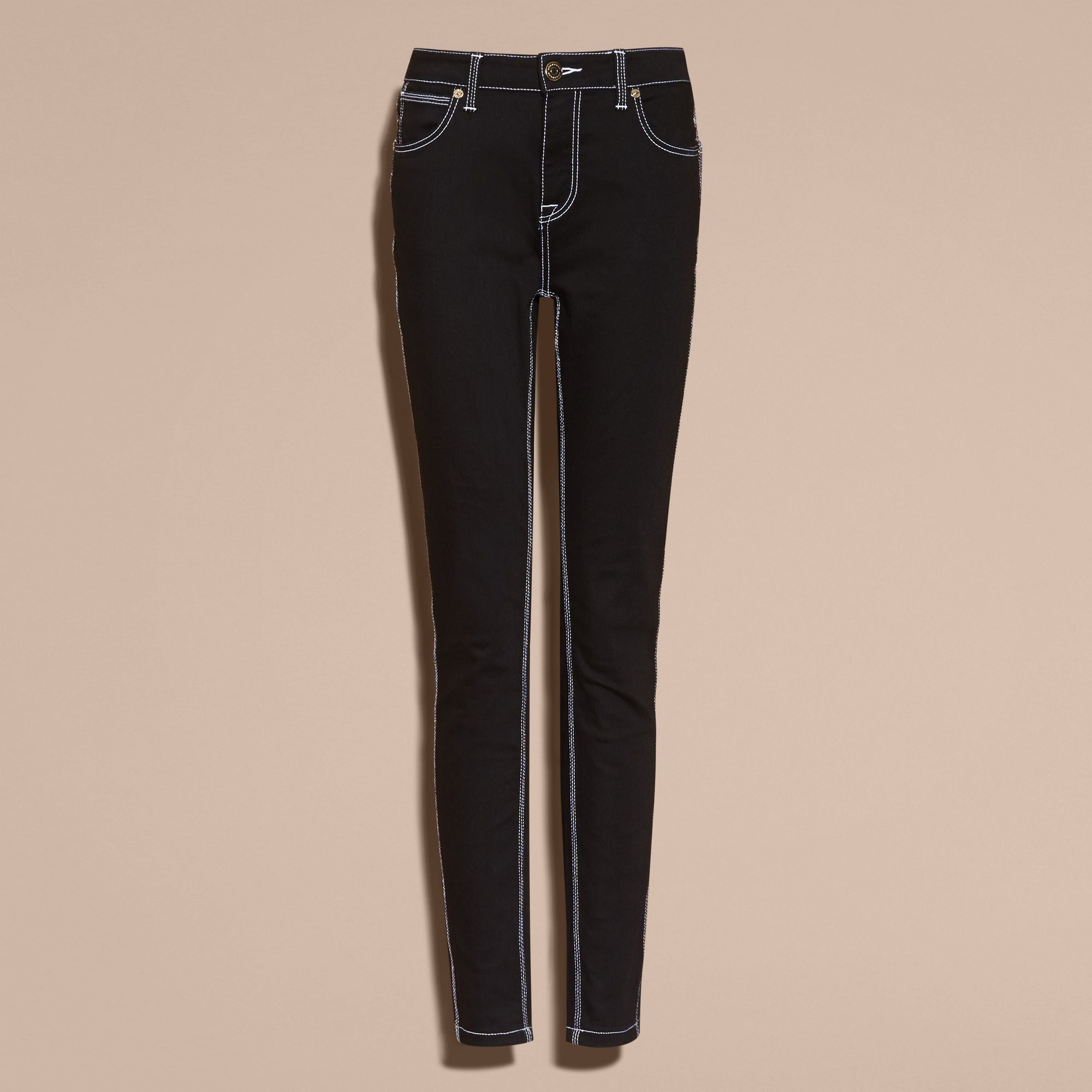 BLACK Jean skinny stretch avec surpiqûres contrastantes
