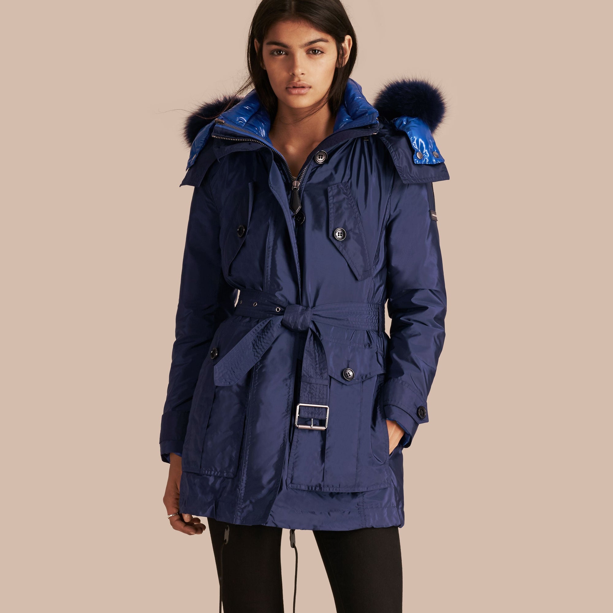 INK BLUE Parka bordée de fourrure avec veste rembourrée amovible