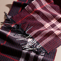 NAVY CHECK L'écharpe classique en cachemire à motif check, avec surpiqûres