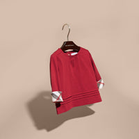 PARADE RED T-shirt en coton à manches longues avec ornements check