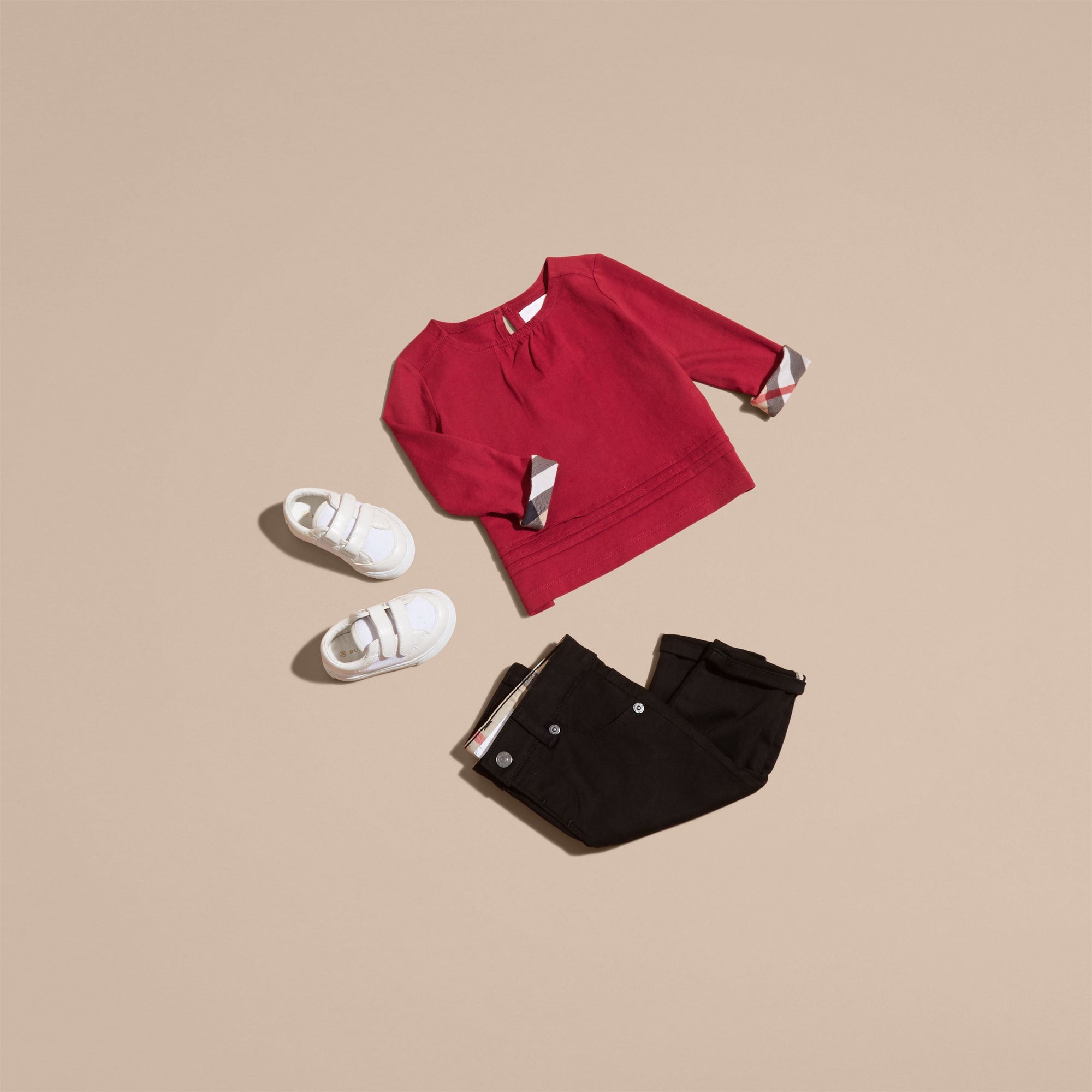 PARADE RED T-shirt en coton à manches longues avec ornements check