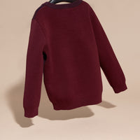 DEEP CLARET Pull en laine et cachemire mélangés à motif check