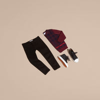 DEEP CLARET Pull en laine et cachemire mélangés à motif check