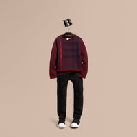 DEEP CLARET Pull en laine et cachemire mélangés à motif check
