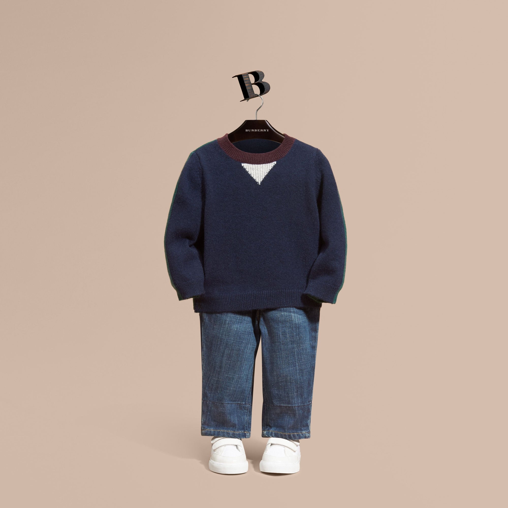 NAVY Pull en cachemire color-block
