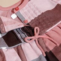 ANTIQUE ROSE Robe en flanelle de coton à motif check avec nœud décoratif