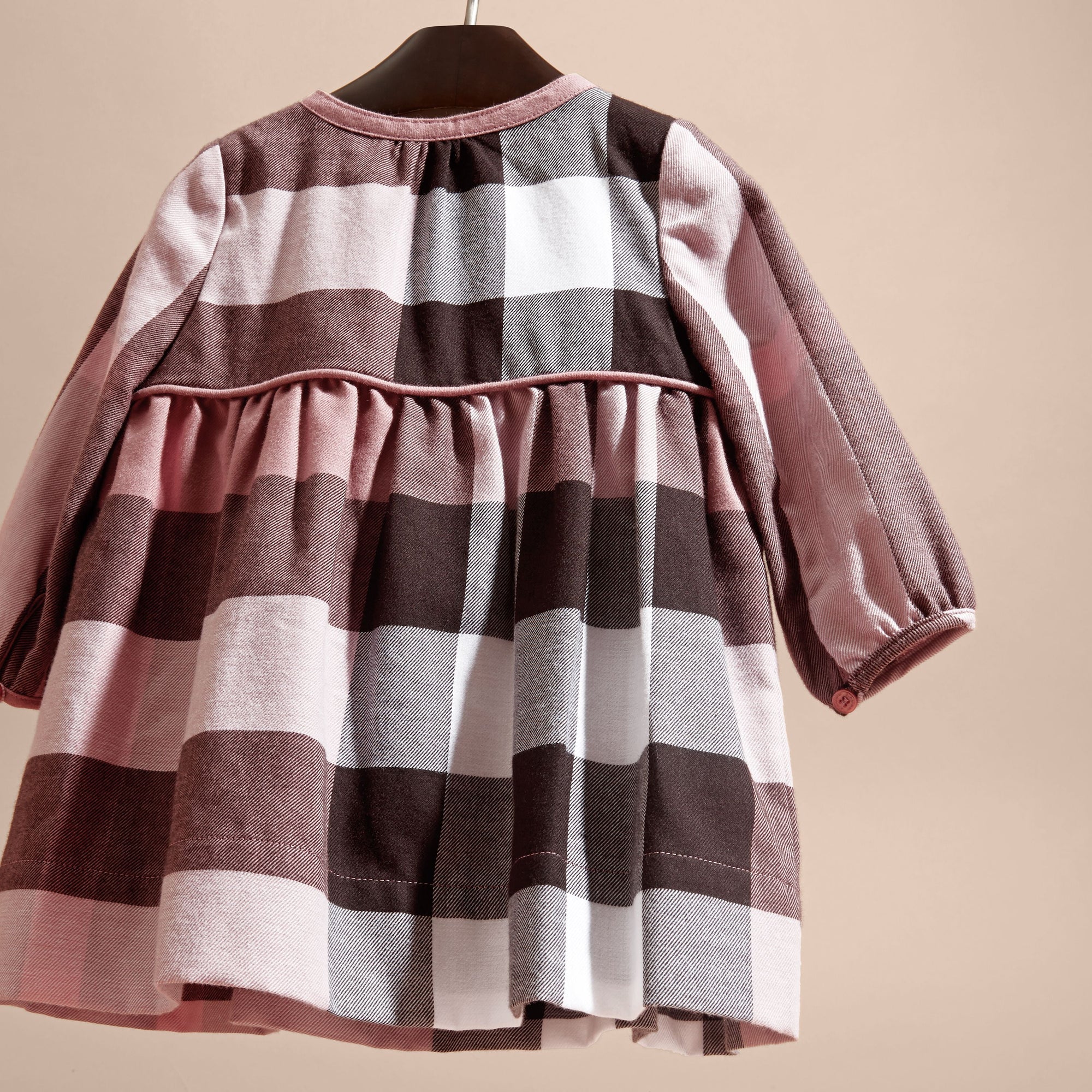 ANTIQUE ROSE Robe en flanelle de coton à motif check avec nœud décoratif