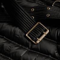 BLACK Doudoune longue rembourrée en duvet avec bordure en fourrure