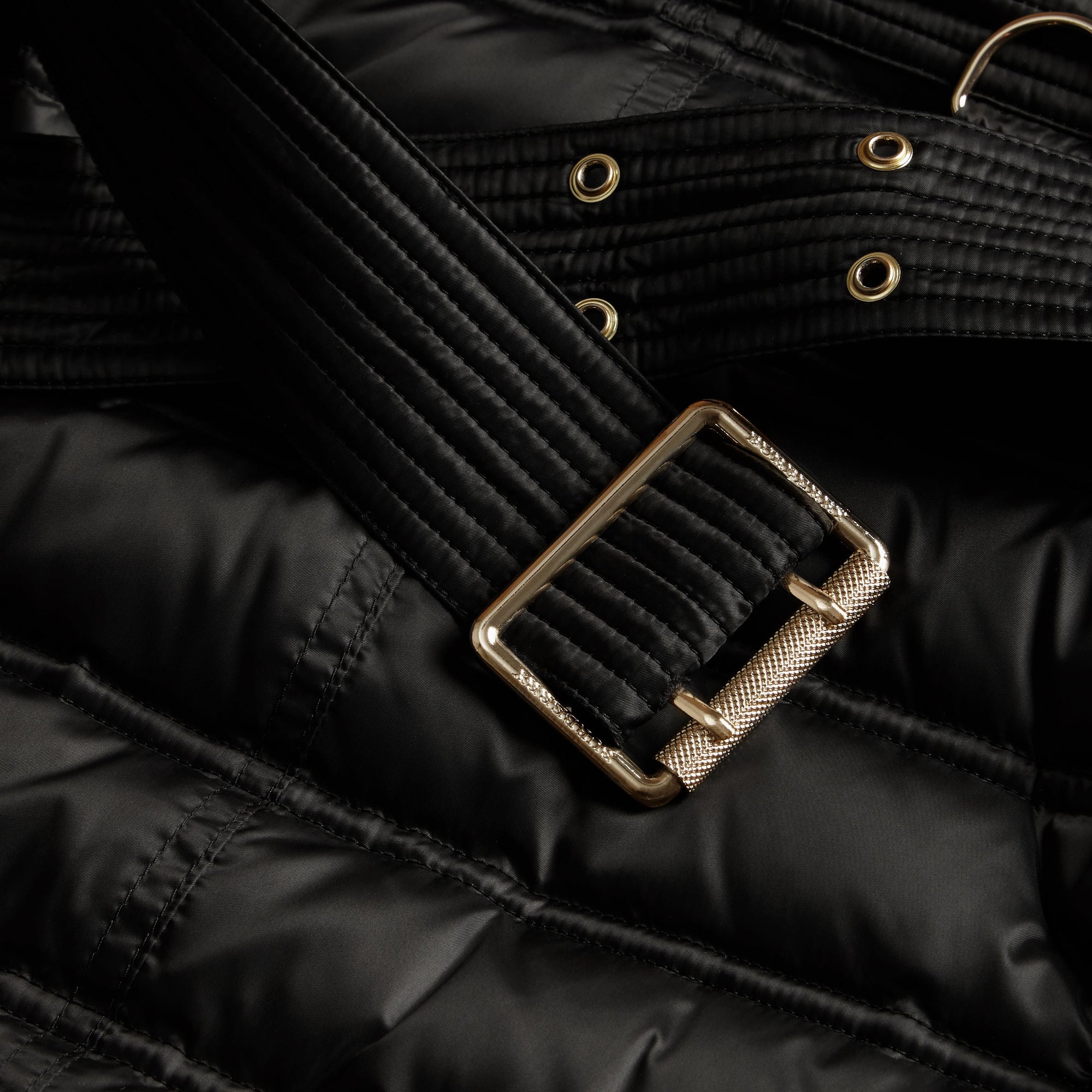 BLACK Doudoune longue rembourrée en duvet avec bordure en fourrure