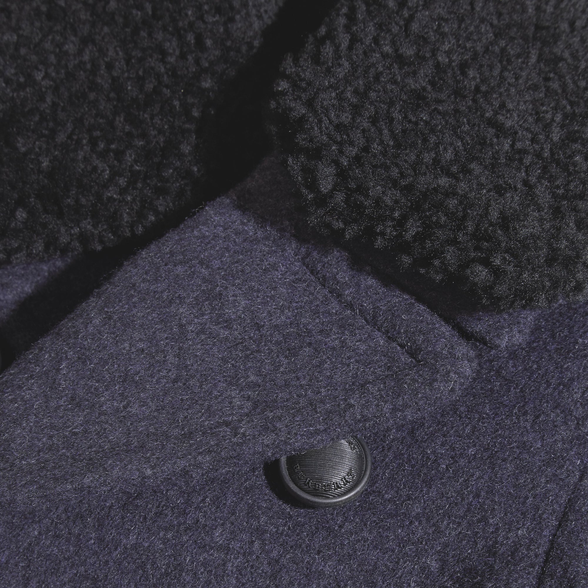 AIRFORCE BLUE Caban en laine technique avec col en shearling amovible