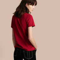 MILITARY RED Polo en piqué de coton extensible