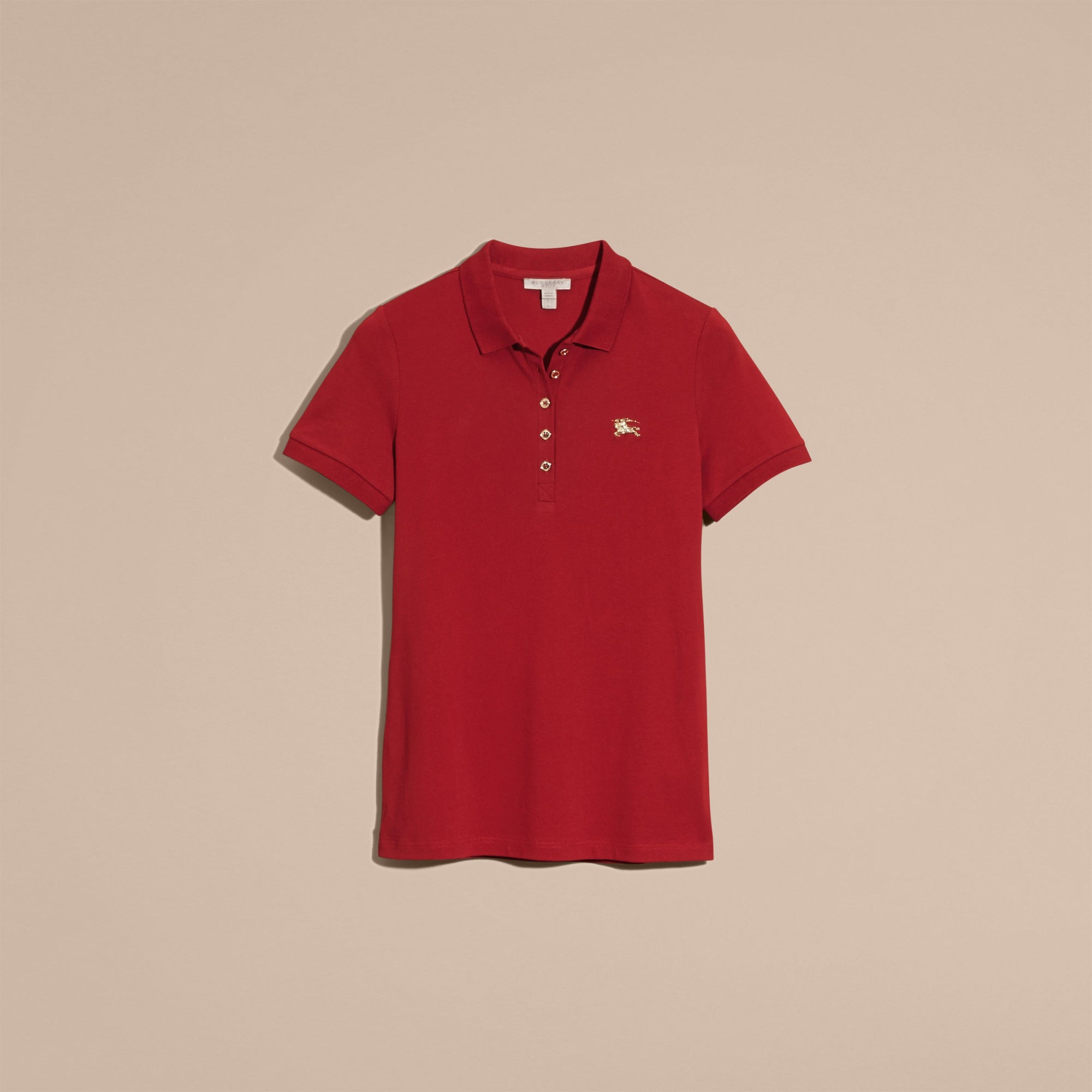 MILITARY RED Polo en piqué de coton extensible